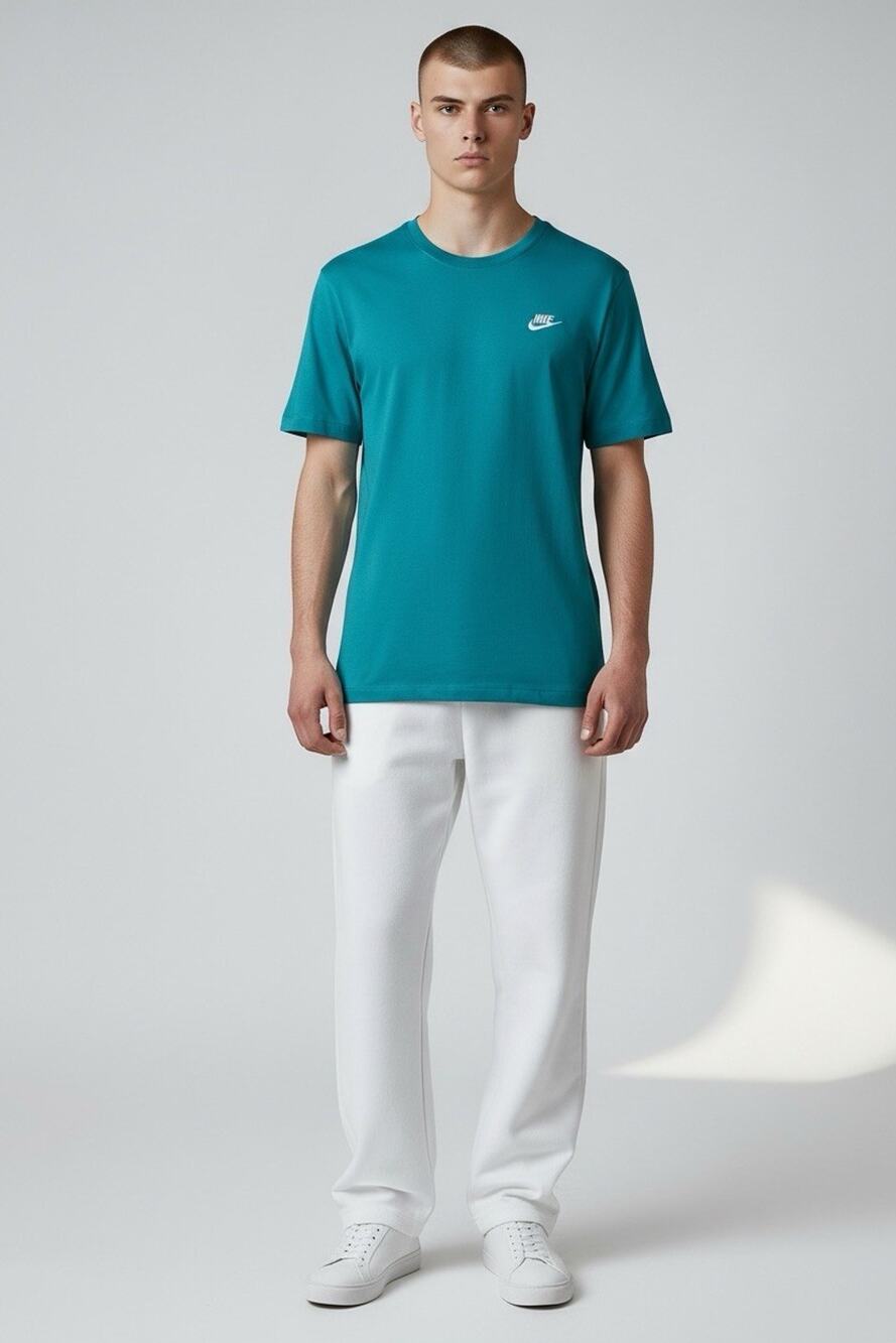 Nike The Nike Tee Short Sleeve Teal Green Crewneck White Swoosh 2XL Runs Small